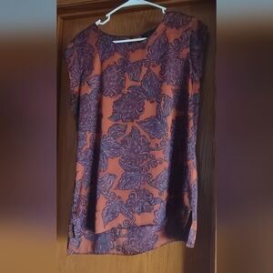 The Limited Orange Blouse with Purple Paisley Print